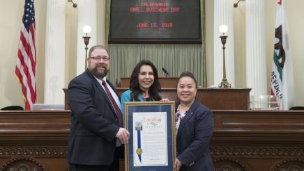 Assemblywoman Rubio with the 2019 Small Business of the Year